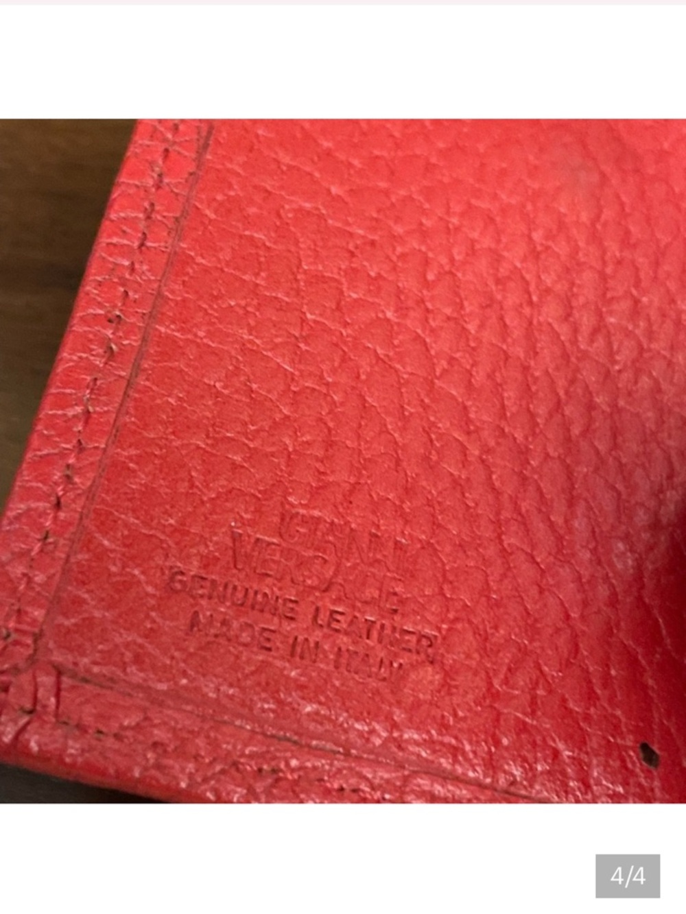 Versace Red Pebbled Leather Card Wallet - Picture 5 of 5